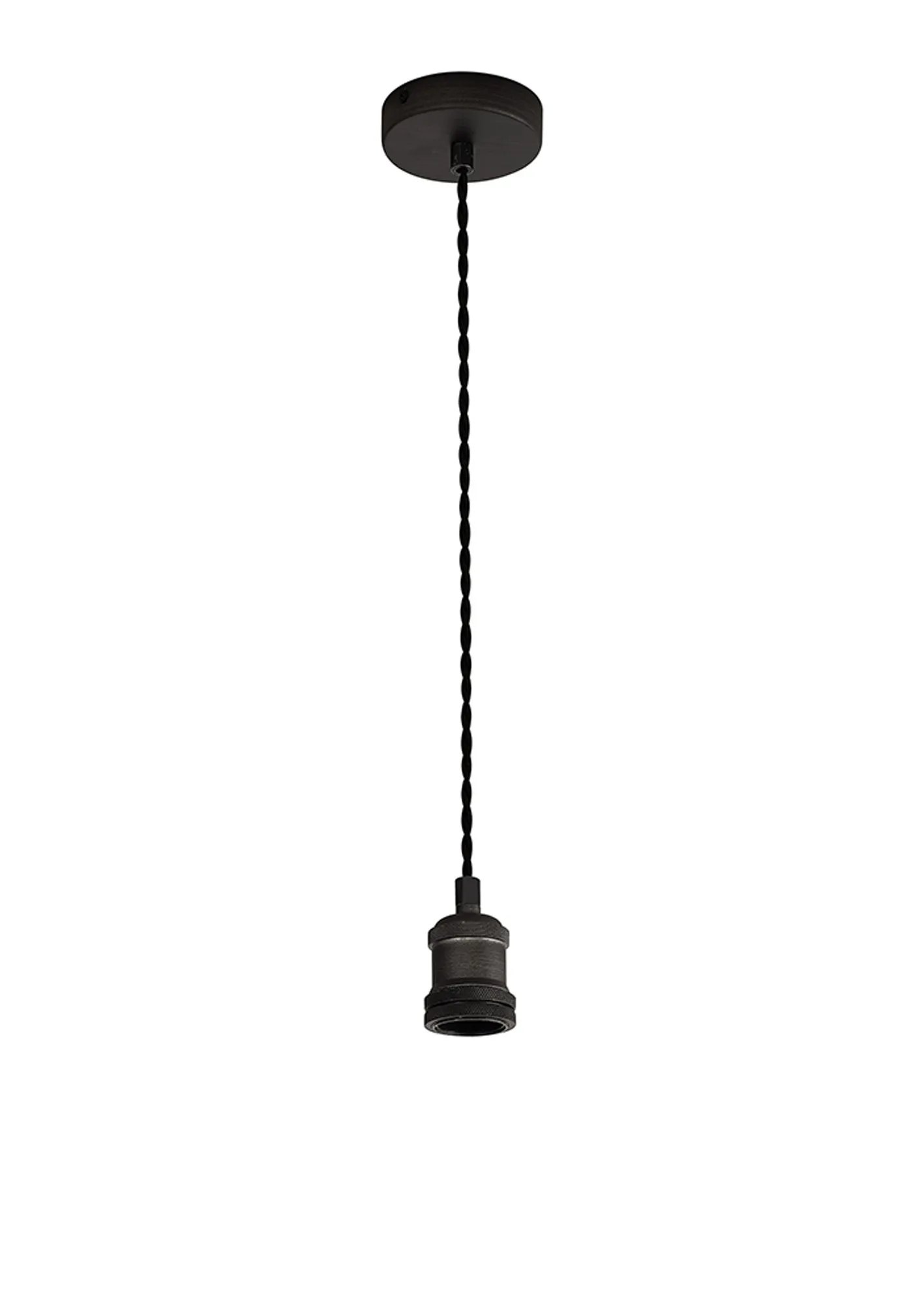 Dreifa 1.5m Single Pendant, 1 x E27, Pewter/Dark Grey Twisted Cable (Maximum Load 1.5kg) D0798  Deco Dreifa Pendant